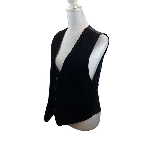 Ladies‎ Quarters Brand Black Suede Snap Button Vest Size Medium - Picture 7 of 14